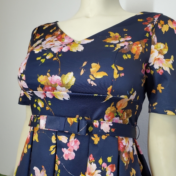 ModCloth Navy Floral Elegant Fit & Flare Dress - Picture 7 of 10